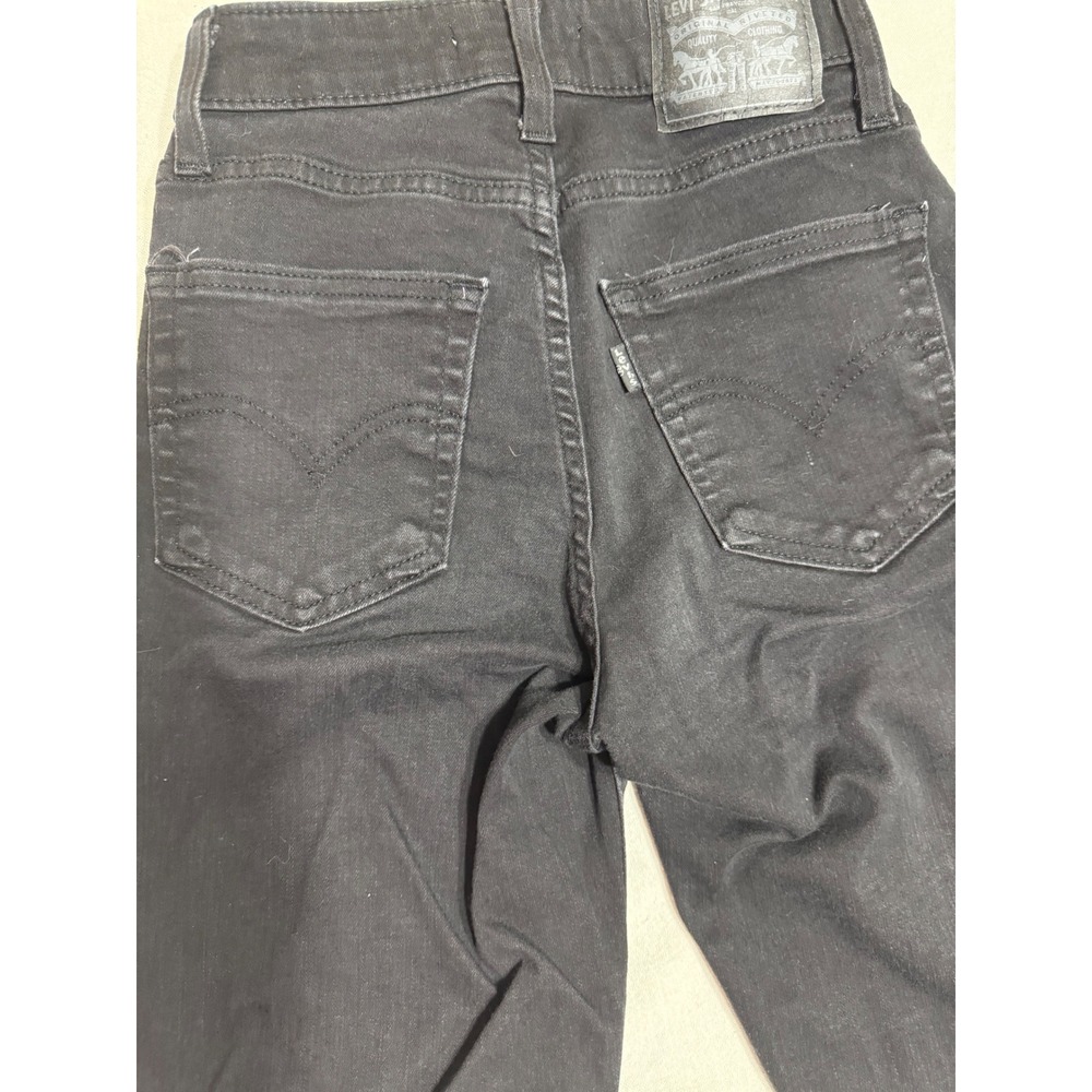 Levis 725 High Rise Bootcut Jeans Black Denim Size 25 Womens Pants - Picture 5 of 6